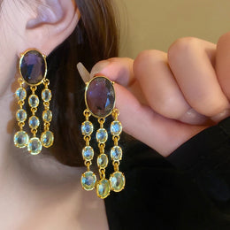Vintage Geometric Long Dangle Earrings - Modern Statement Jewelry