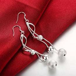 925 Sterling Silver Tassel Bead Earrings - Drop Statement Jewelry