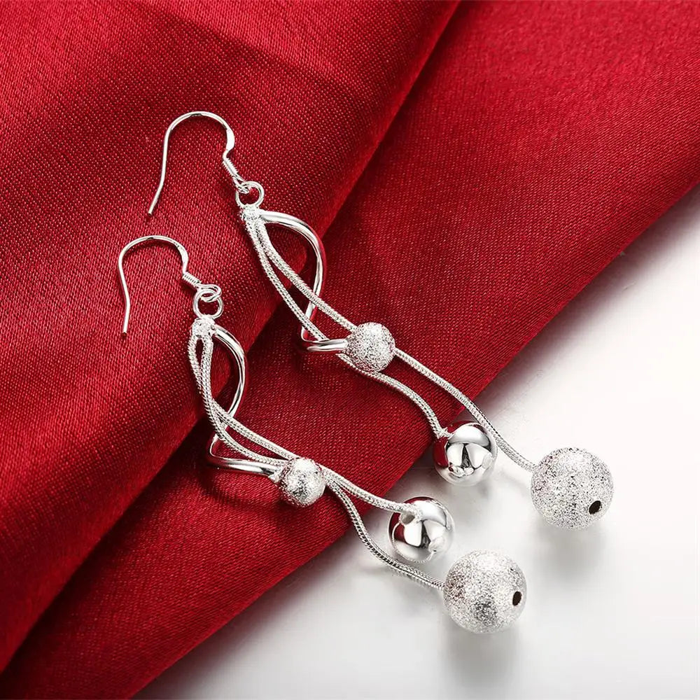 925 Sterling Silver Tassel Bead Earrings - Drop Statement Jewelry