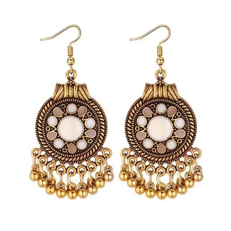 Geometric Tassels Dangle Earring - Vintage Metal Statement Jewelry