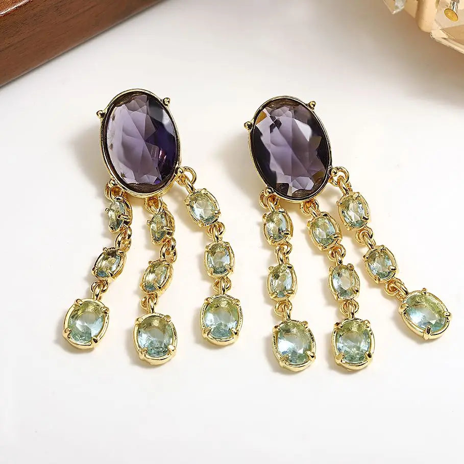 Vintage Geometric Long Dangle Earrings - Modern Statement Jewelry