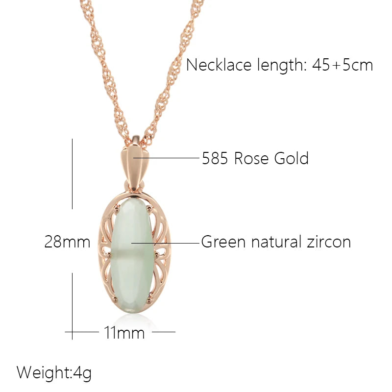 Mist Green Zircon Pendant Necklace - Rose Gold Glamour