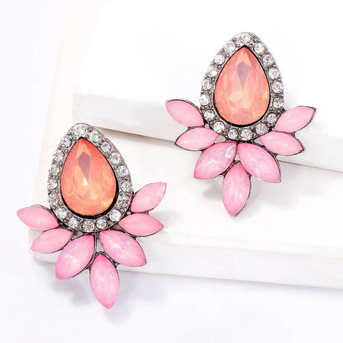 Black Resin Gem Stud Earrings - Sweet Fashion Statement