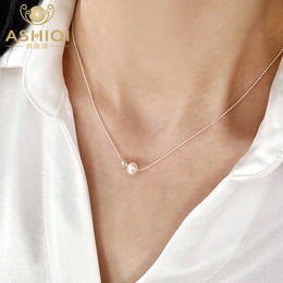 Natural Freshwater Pearl 925 Sterling Silver Necklace - Timeless Classic