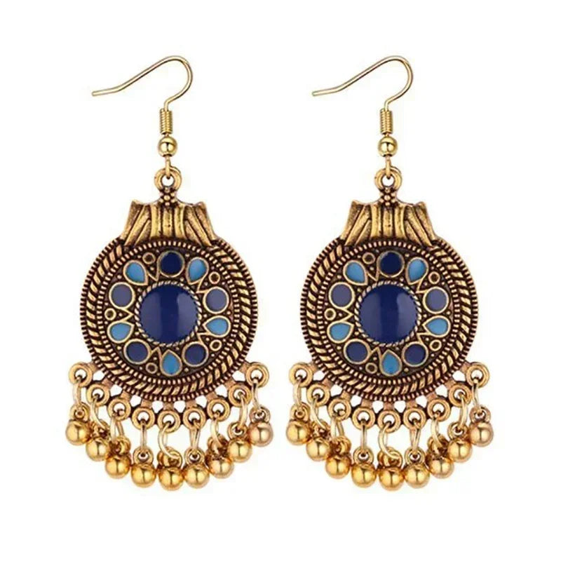 Geometric Tassels Dangle Earring - Vintage Metal Statement Jewelry