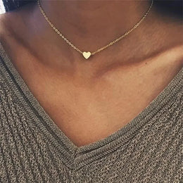 Silver Plated Peach Heart Pendant Necklace - Romantic Love Jewelry