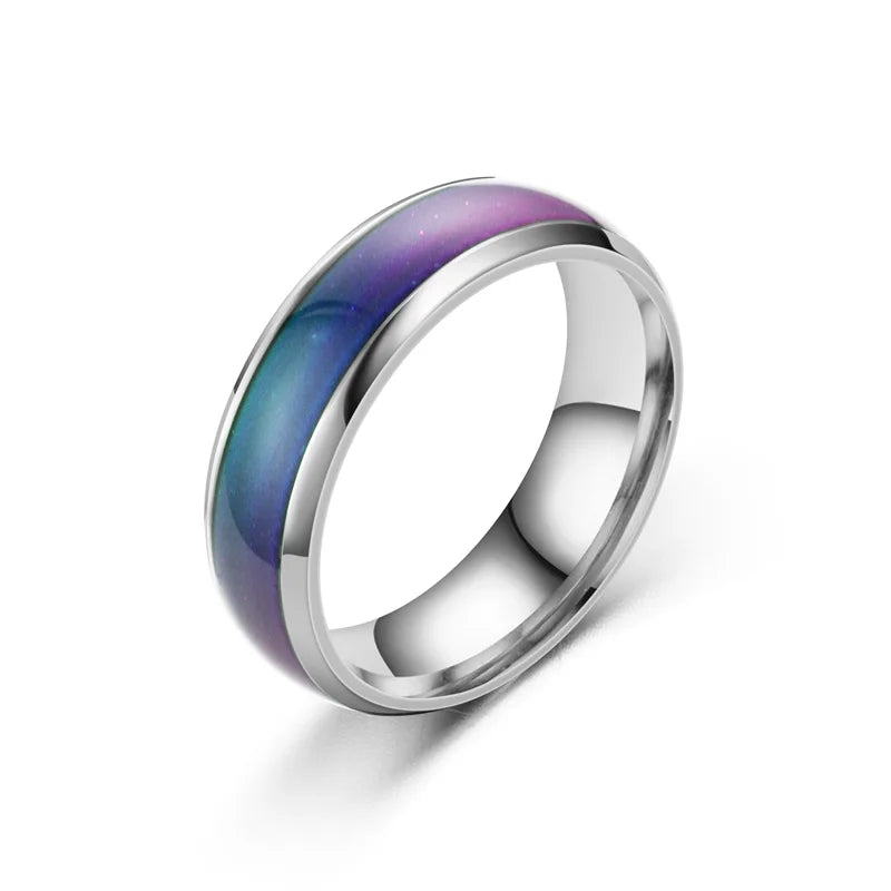 Stainless Steel Color Changing Mood Ring - Interactive Temperature Jewelry