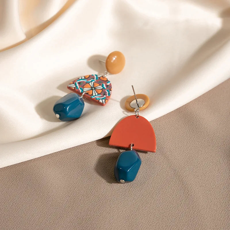 Vintage Mushroom Shaped Earrings - Geometric Acrylic Fashion Jewelry