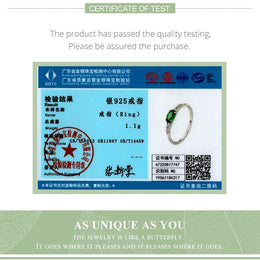 925 Sterling Silver Simple Green Gemstone Ring - Geometric Zircon Design