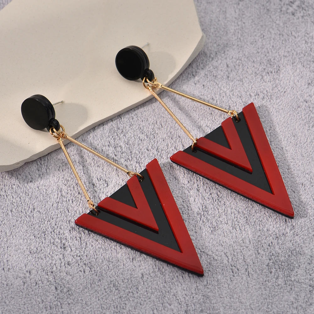 Triangle Drop Earrings - Punk Geometric Acrylic Fashion Jewelry