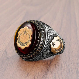 Vintage Hand Engraved Turkish Signet Ring - Traditional Pattern Design