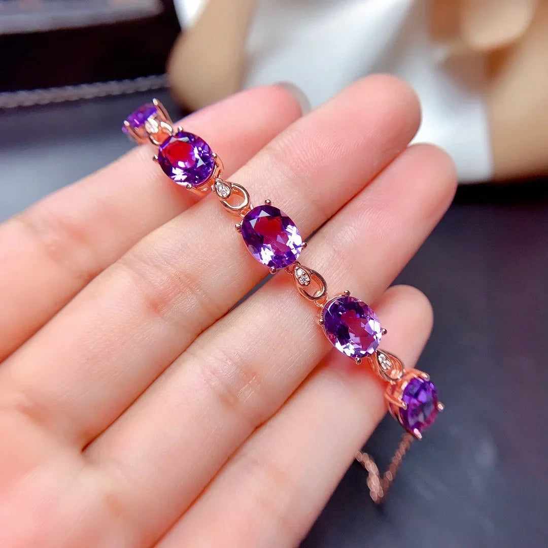 Purple Cubic Zircon Crystal Bracelet - Geometric Trendy Fashion Jewelry