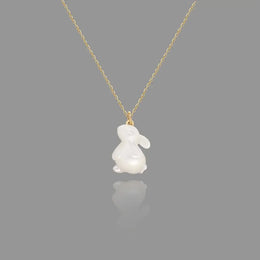 White Rabbit Gold Plated Necklace - Whimsical Animal Charm Jewelry