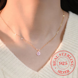Premium 925 Sterling Silver Round Blessing Necklace - Elegant Spiritual Jewelry