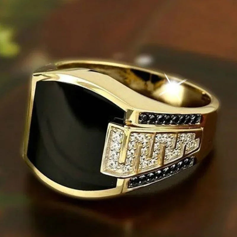 Classic Black Stone Ring - Geometric Fashion Statement