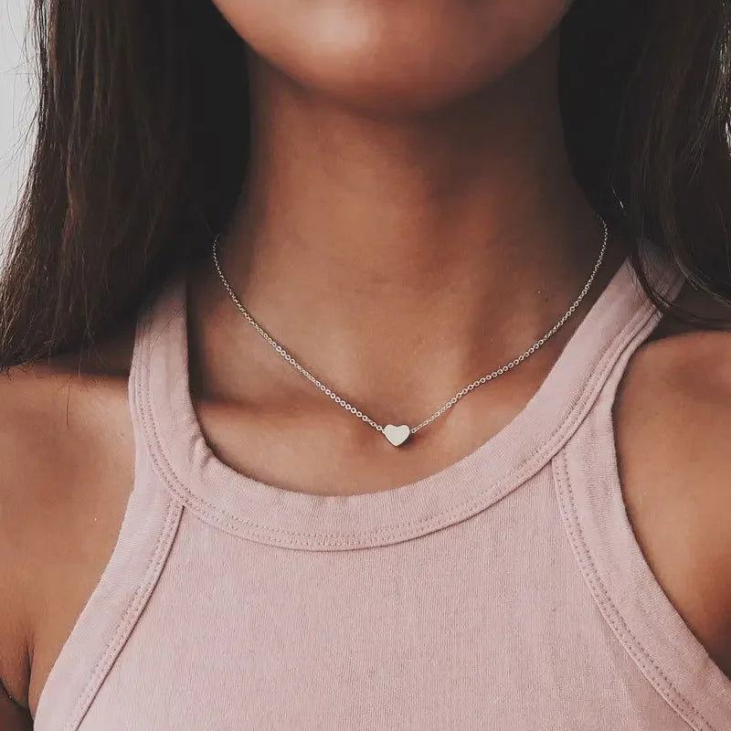 Silver Plated Peach Heart Pendant Necklace - Romantic Love Jewelry