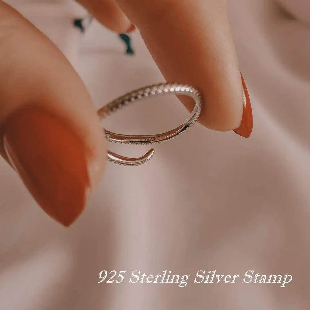 Sterling Silver Snake Adjustable Ring - Zircon Pave Fashion Jewelry
