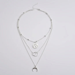 Bohemia Multilayer Moon Gold Color Pendant Necklace - Celestial Layered Jewelry