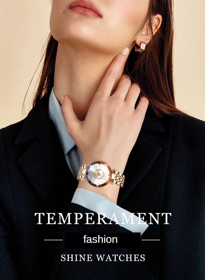 Premium Fashion Crystal Quartz Watch - Water Resistant Timepiece