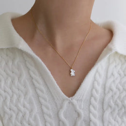 White Rabbit Gold Plated Necklace - Whimsical Animal Charm Jewelry