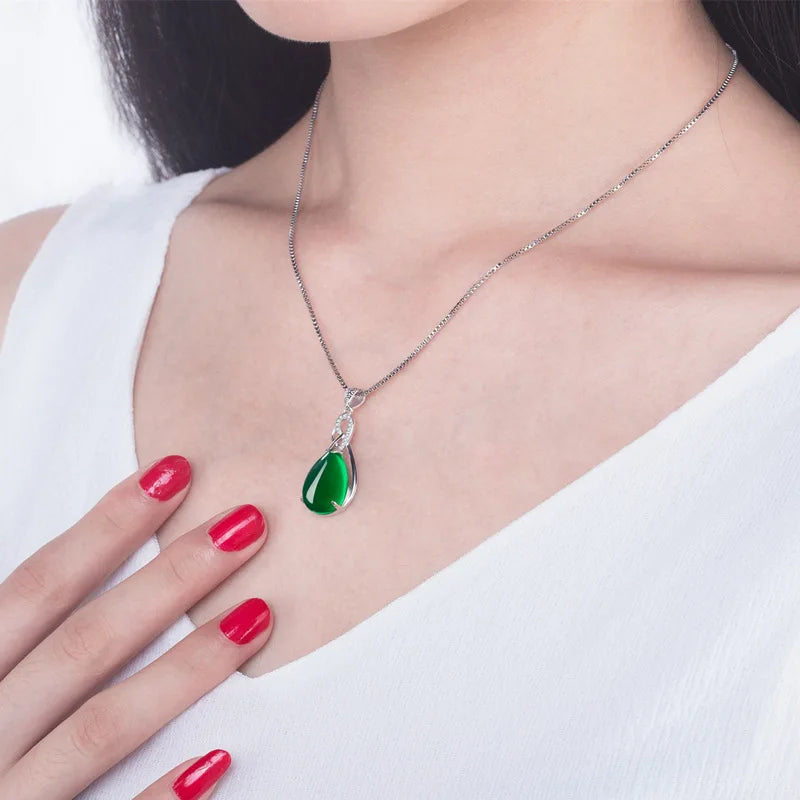 S925 Sterling Silver Turquoise Pendant Necklace - Bohemian Gemstone Jewelry