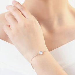 Round Micro Mosaic Cubic Zirconia Bracelet - Rose Gold Charm Jewelry