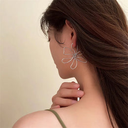 Metal Flower Earrings - Bold Floral Statement Jewelry
