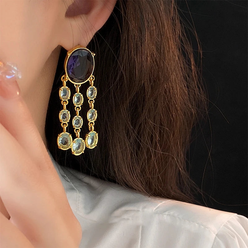 Vintage Geometric Long Dangle Earrings - Modern Statement Jewelry