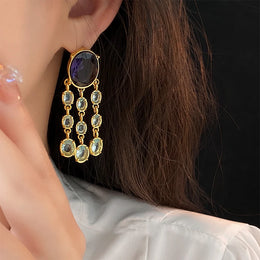 Vintage Geometric Long Dangle Earrings - Modern Statement Jewelry