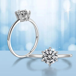 Diamond Moissanite Silver Engagement Ring - 925 Sterling Silver Certified
