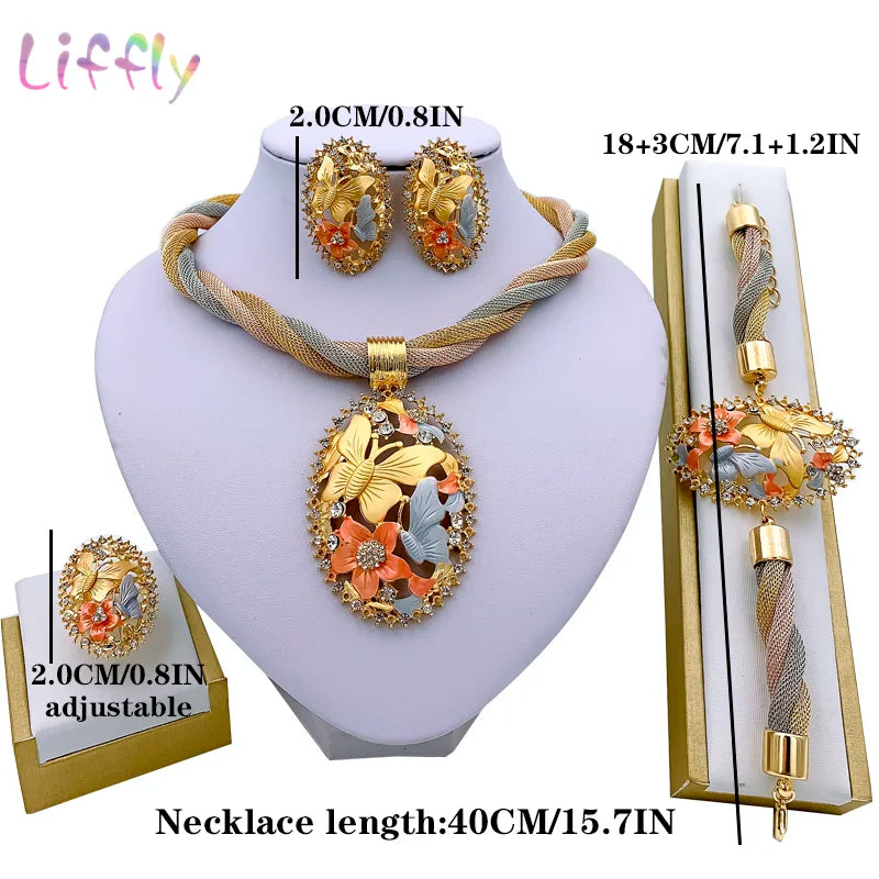 Luxury African Beads Jewelry Set - Necklace, Earrings, Bracelet & Ring