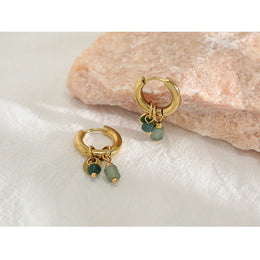 Vintage Natural Stone Earrings - Bohemian Hoop Jewelry