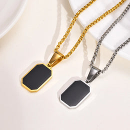 Geometric Square Necklace - Stainless Steel Modern Statement Jewelry
