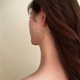 Metal Flower Earrings - Bold Floral Statement Jewelry