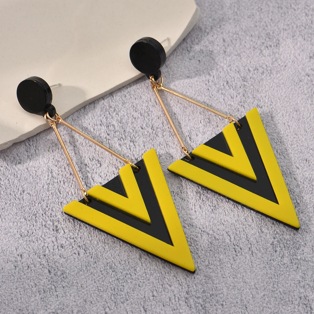 Triangle Drop Earrings - Punk Geometric Acrylic Fashion Jewelry