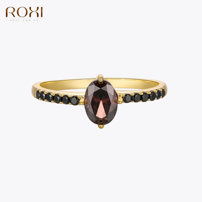 Exquisite Black Crystal Ring - 925 Sterling Silver AAAAA Zircon