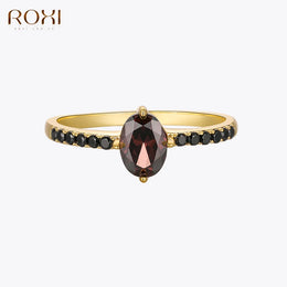Exquisite Black Crystal Ring - 925 Sterling Silver AAAAA Zircon