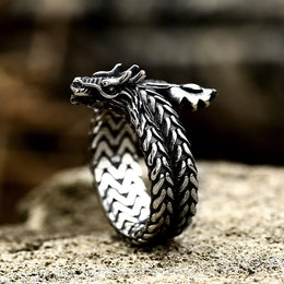 Black Dragon 316L Stainless Steel Ring - Mythical Creature Jewelry