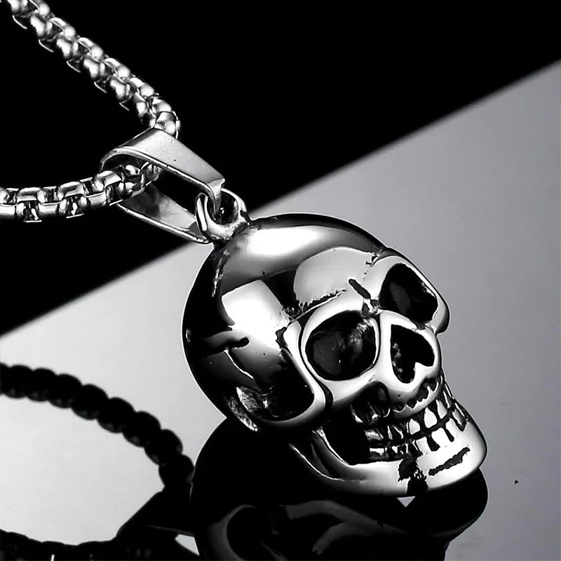Gold-Plated Skull Necklace - Punk Snake Chain Statement
