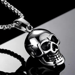 Gold-Plated Skull Necklace - Punk Snake Chain Statement