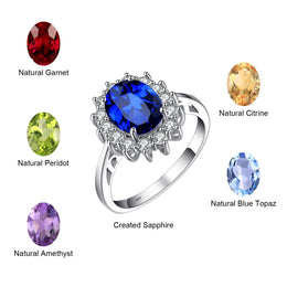 Blue Sapphire 925 Sterling Silver Ring - Oval Topaz Fine Jewelry