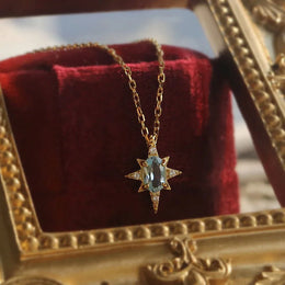925 Sterling Silver Simple Opal Star Necklace - Celestial Gemstone Jewelry