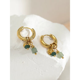 Vintage Natural Stone Earrings - Bohemian Hoop Jewelry