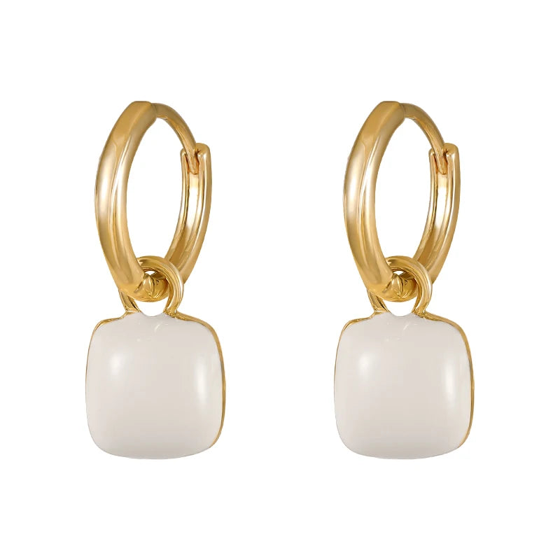 Simple Square Stone Earrings - Elegant Minimalist Jewelry