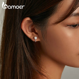 Luxury 925 Sterling Silver Pearl Earrings - Elegant Fine Jewelry