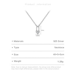 925 Sterling Silver Heart Padlock Pendant Necklace - Romantic Lock Jewelry