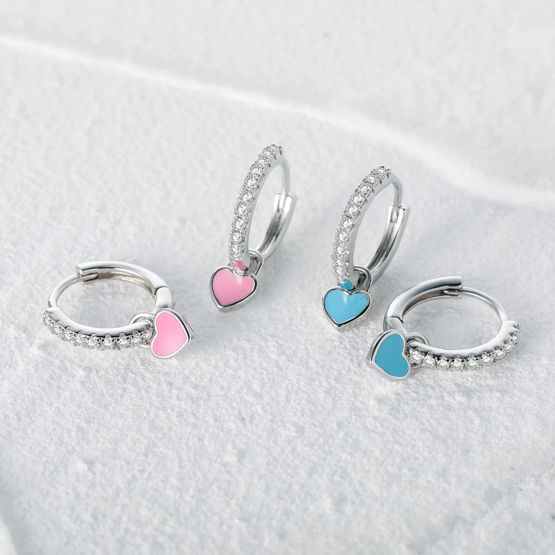 Cute Enamel Heart Drop Earring - Trendy Hoop Fashion Jewelry