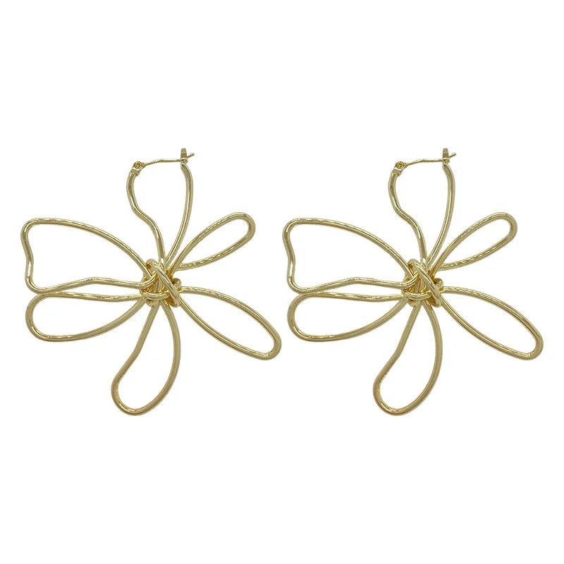 Metal Flower Earrings - Bold Floral Statement Jewelry