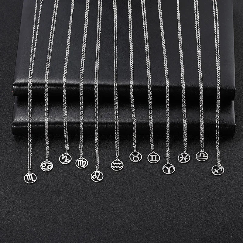 Stainless Steel Star Zodiac Sign Necklace - Personalized Astrology Jewelry