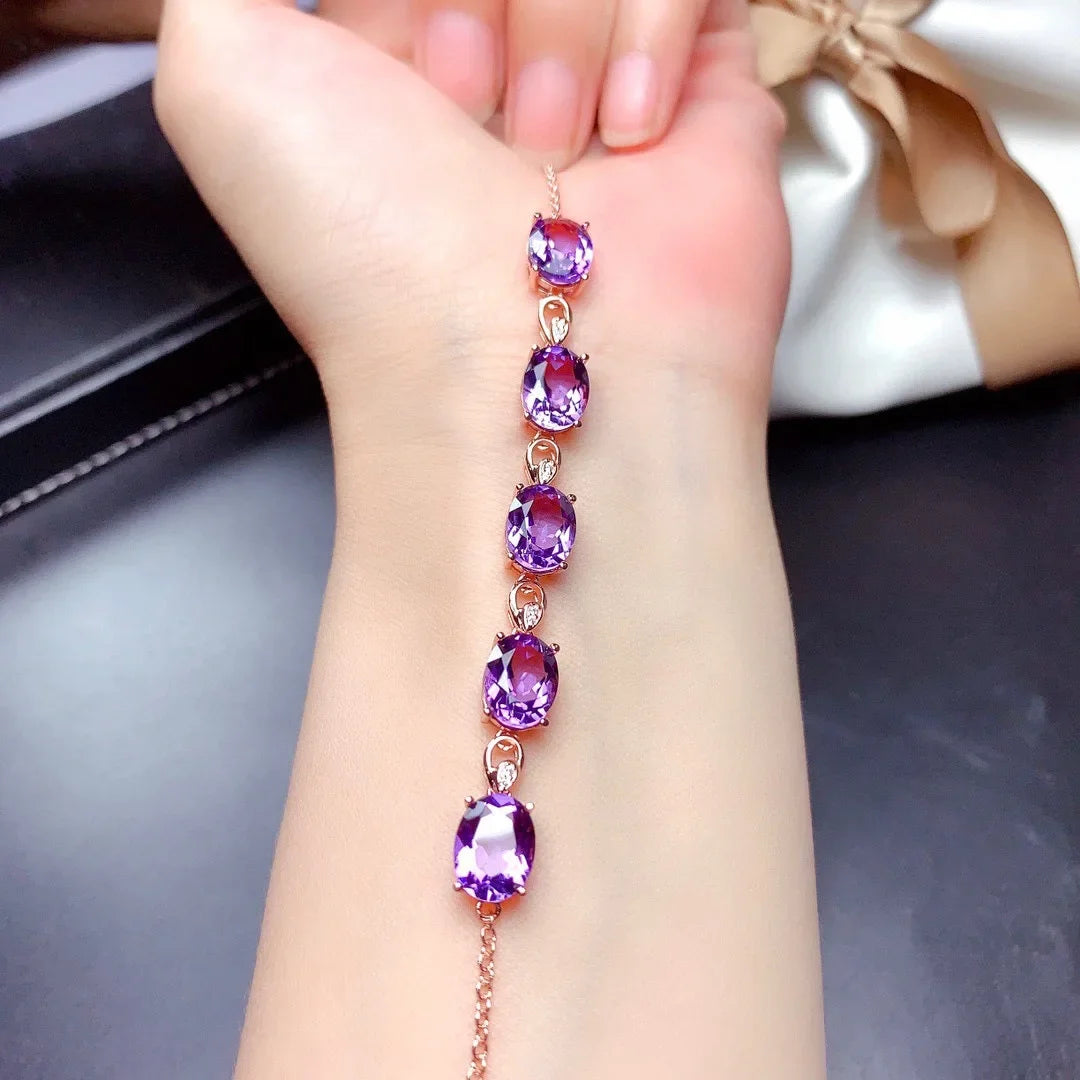Purple Cubic Zircon Crystal Bracelet - Geometric Trendy Fashion Jewelry